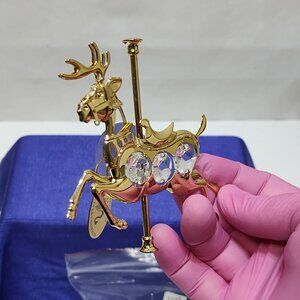 Crystal Delight 24K GP Reindeer Suncatcher Austrian Crystals Window Display 1997